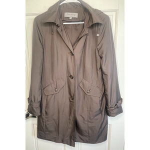 Anne Klein Women's Trench Jacket Sz S Lined Pockets Hooded Modern City Lt Weight